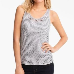 NWT Eileen Fisher Sequin Chainmail Mesh Tank in Silver